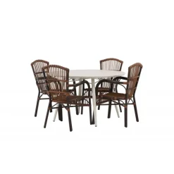 Lina Rundt Loungesæt - Havemøbelsæt - Beige,Brun