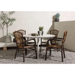 Lina Rundt Loungesæt - Havemøbelsæt - Beige,Brun