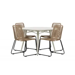 Lina Rundt Spisebordssæt - Beige,Brun