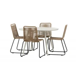 Lina Rundt Spisebordssæt - Beige,Brun