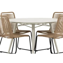 Lina Rundt Spisebordssæt - Beige,Brun