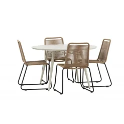 Lina Rundt Spisebordssæt - Beige,Brun