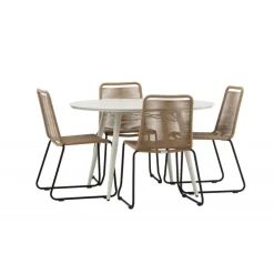 Lina Rundt Spisebordssæt - Beige,Brun