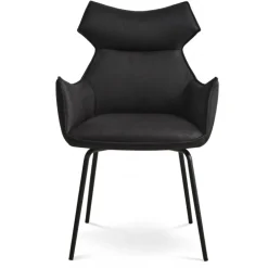 Liva Spisestuestol med armlæn - Sort stel - Onyx Black Bull microfiber læder