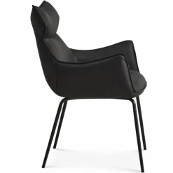 Liva Spisestuestol med armlæn - Sort stel - Onyx Black Bull microfiber læder