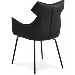 Liva Spisestuestol med armlæn - Sort stel - Onyx Black Bull microfiber læder