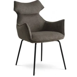 Liva Spisestuestol med armlæn - Sort stel - Sephia Brun stof