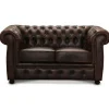Liverpool 2 pers. Chesterfield sofa - Brun ægte læder