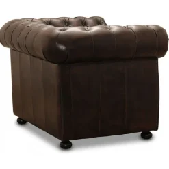 Liverpool Chesterfield lænestol Brun ægte læder
