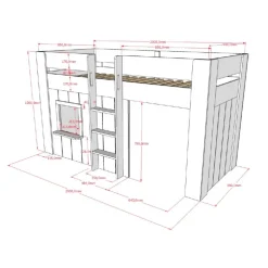 Loftseng til børn Reno halvhøj 90 x 200 cm – hvid