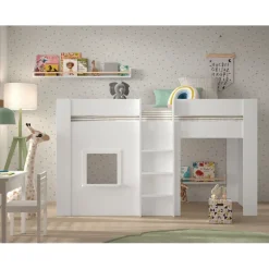 Loftseng til børn Reno halvhøj 90 x 200 cm – hvid