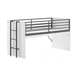 Loftseng til børn 90x200 – Sam halvhøj seng, hvid/sort