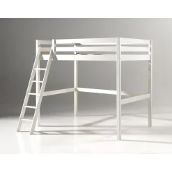 Loftseng 140x200 – Pino høj seng i hvid fyrretræ