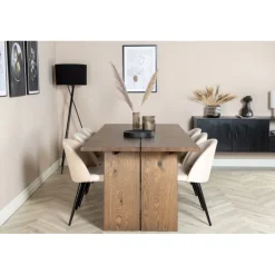 Logger t Spisebordssæt - Beige, Sort og Natur