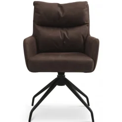 Lotus Spisebordsstol med armlæn - Brun micro læder bull