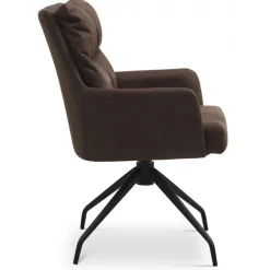 Lotus Spisebordsstol med armlæn - Brun micro læder bull