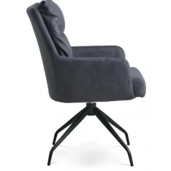 Lotus Spisebordsstol med armlæn - Mørkeblå micro læder bull