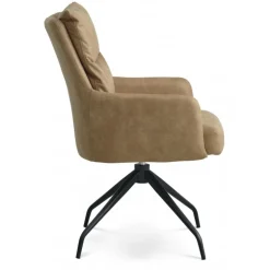 Lotus Spisebordsstol med armlæn - Caramel micro læder bull