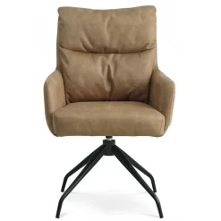 Lotus Spisebordsstol med armlæn - Caramel micro læder bull