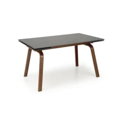 LOZANO Spisebord med udtræk, Sort marmor / Valnød