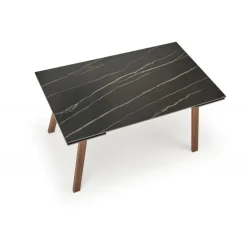 LOZANO Spisebord med udtræk, Sort marmor / Valnød