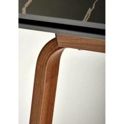 LOZANO Spisebord med udtræk, Sort marmor / Valnød