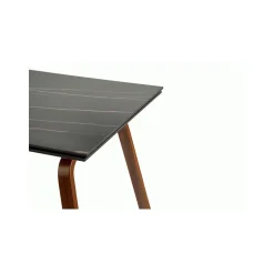 LOZANO Spisebord med udtræk, Sort marmor / Valnød