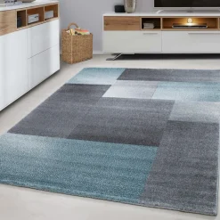 Lucca Kortluvet tæppe Ternet - Blå