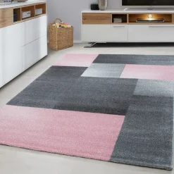 Lucca Kortluvet Tæppeløber Ternet - Pink