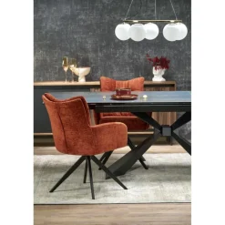 LUCIANO 180cm kan udvides til 230 cm Spisebord med udtræk - Blå marmor / Sort