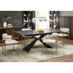 LUCIANO 180cm kan udvides til 230 cm Spisebord med udtræk - Blå marmor / Sort