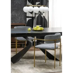 LUCIANO 180cm kan udvides til 230 cm Spisebord med udtræk - Blå marmor / Sort