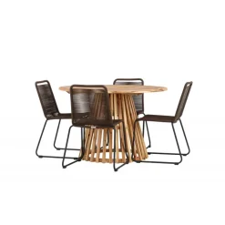 Lumpur Havesæt Ø120 med 4 x Brune Lindos havestole