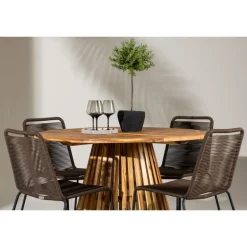 Lumpur Havesæt Ø120 med 4 x Brune Lindos havestole