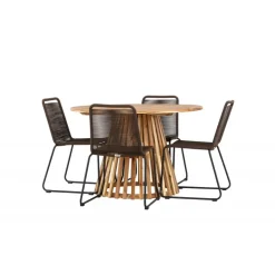 Lumpur Havesæt Ø120 med 4 x Brune Lindos havestole