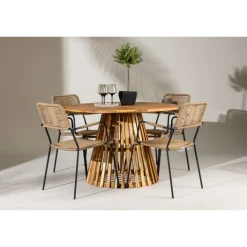 Lumpur havesæt Ø120 med 4 x Lindos Havestole