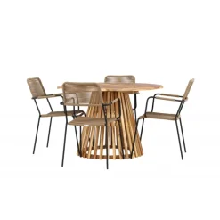 Lumpur havesæt Ø120 med 4 x Lindos Havestole