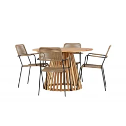 Lumpur havesæt Ø120 med 4 x Lindos Havestole