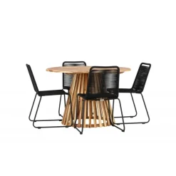 Lumpur Havesæt Ø120 Natur med 4 Lindos havestole