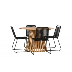 Lumpur Havesæt Ø120 Natur med 4 Lindos havestole