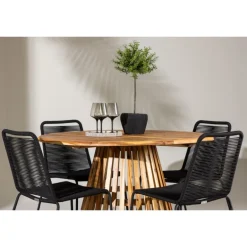 Lumpur Havesæt Ø120 Natur med 4 Lindos havestole