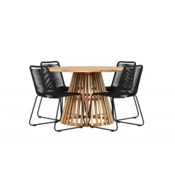 Lumpur Havesæt Ø120 Natur med 4 Lindos havestole
