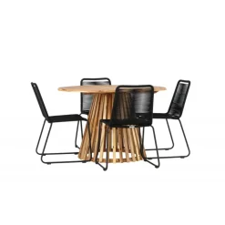 Lumpur Havesæt Ø120 Natur med 4 Lindos havestole