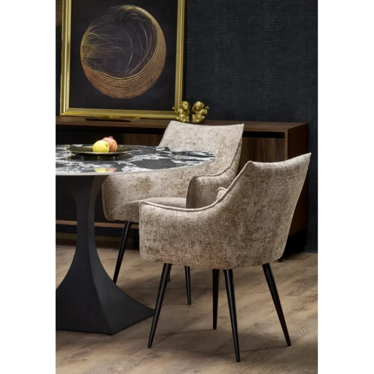 MANUEL rundt bord, Sort marmor / Sort