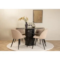Marbs Rundt Spisebordssæt - Beige og Sort
