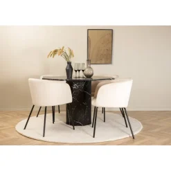 Marbs Rundt Spisebordssæt - Beige og Sort