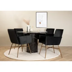 Marbs Rundt Spisebordssæt - Sort, Kobber og Natur