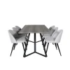 Marina Spisebordssæt - Sort, Lysegrå og Natur