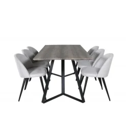 Marina Spisebordssæt - Sort, Lysegrå og Natur