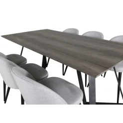 Marina Spisebordssæt - Sort, Lysegrå og Natur